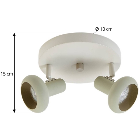 Lindby - Huby 2 Plafondlamp Beige/Licht Groen