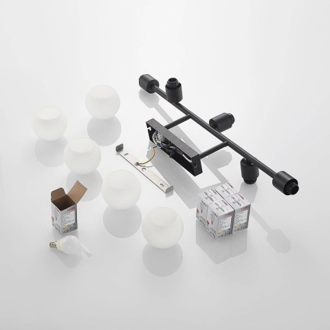 Lindby - Biscala 5 Plafondlamp Black/Opal