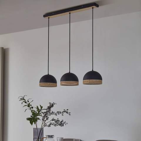 Lindby - Lonnaris 3 Hanglamp Black/Nature