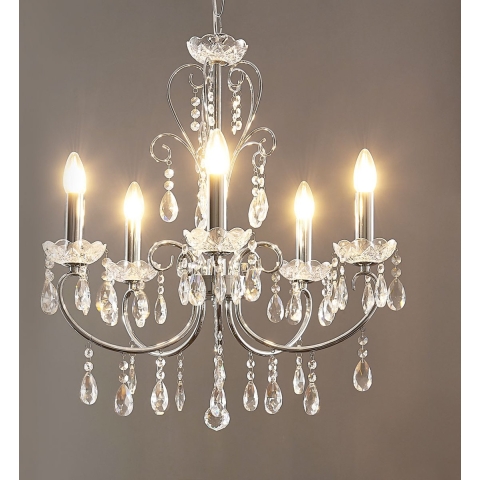Lucande - Solveig 5 Hanglamp Chrome/Clear