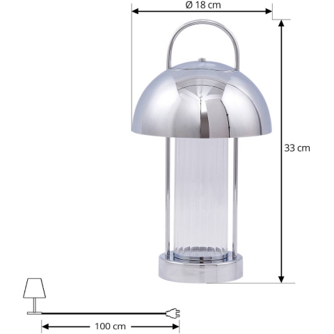 Lindby - Mareli LED Portable Taffellamp Dim. Chroom