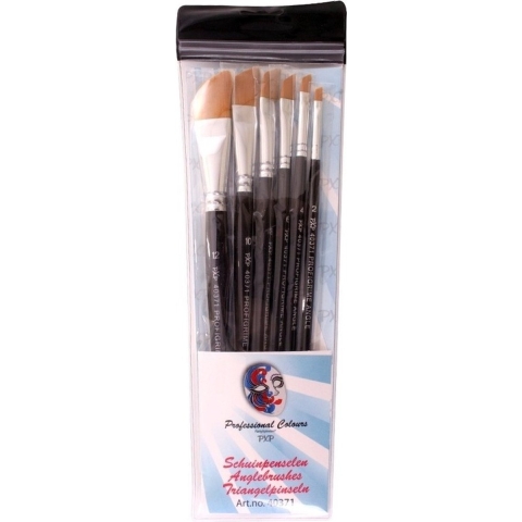 6 platte schuine schmink penselen set synthetisch -