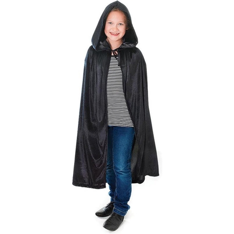 Halloween verkleed cape - voor kinderen - zwart - fluwelen stof One size -