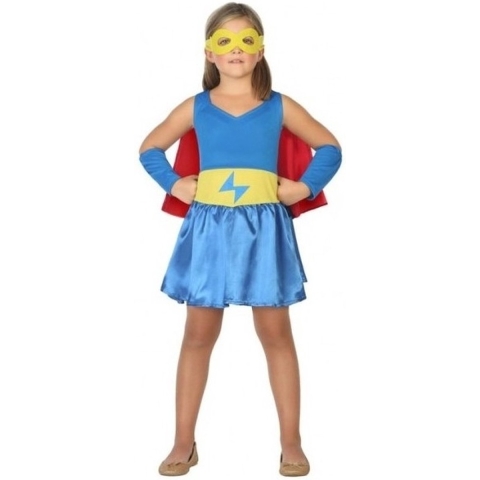 Supergirl verkleedjurkje - polyester - meisjes - verkleedkleding kinderen 128 (7-9 jaar) -