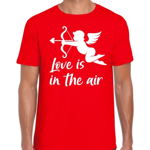 Valentijn/Cupido love is in the air t-shirt rood voor heren XL -