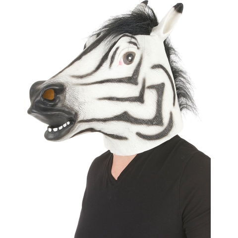 Dierenmasker zebra - latex - full-head masker - dieren verkleed thema accessoires -
