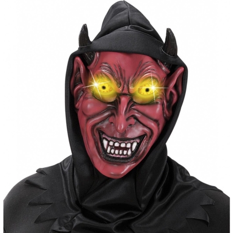 Rode duivel masker met capuchon voor volwassenen -