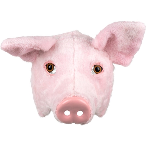 Roze varken dieren verkleedmasker - pluche - volwassenen - Horror/halloween - carnaval - half gezich -