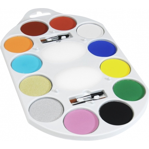 Waterbasis schmink palet 12 kleuren -