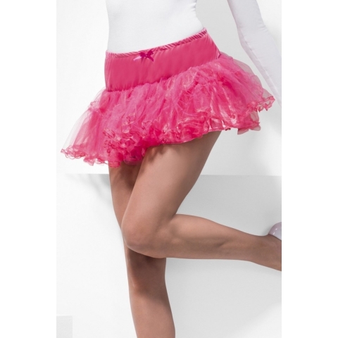 Petticoat rok kort - roze - dames - polyester - tutu - onderrok - verkleedkleding S/M -