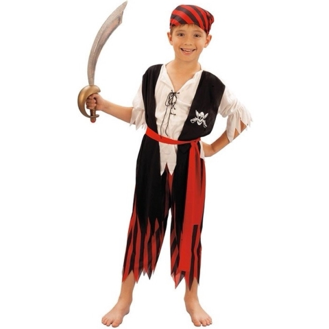 Voordelig piraten carnaval verkleedkleding pak/kostuum - voor kinderen 130-140 (10-12 jaar) -