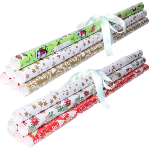 12x rollen kerst kadopapier/inpakpapier. 200x70 cm -