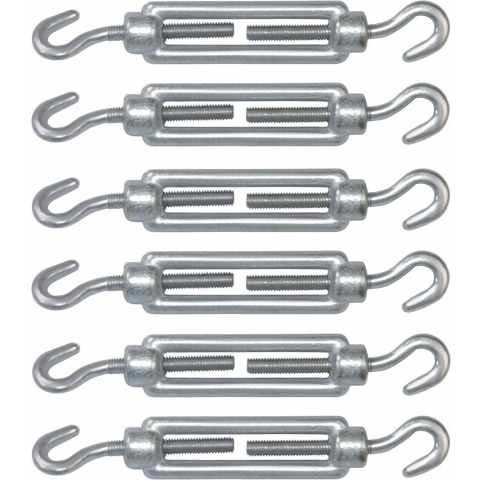 AMIG Spanschroeven/draadspanner met haak/haak - 6x - 7cm - verzinkt staal - 100kg - M5 schroefdraad -