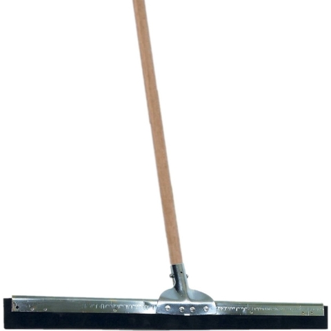 Vloertrekker/douchetrekker voor water metaal/hard rubber 60 cm met houten steel 130 cm -