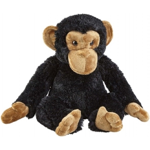 Pluche knuffel Chimpansee aap - zwart - 30 cm - Speelgoed apen knuffelbeesten -