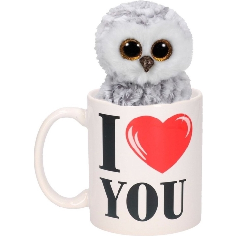 I Love You mok met knuffel uil -