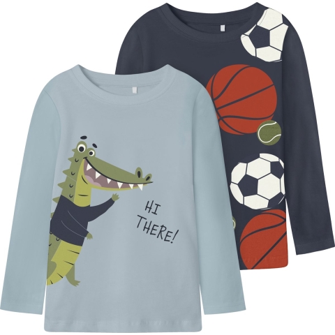 Name It Blouse - NmmKingston - 2-pack - Sterling Blue - Name It - 4 jaar (104) - Blouse