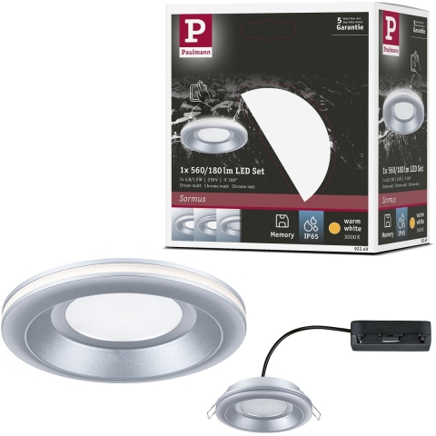 Paulmann - Sormus Recessed Plafondlamp Round IP65 Matt Chrome
