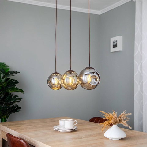 Lindby - Valentina 3 Hanglamp Smoked Grey/Brown