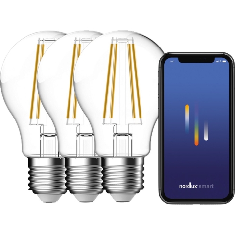 Nordlux - Lichtbronnen Smart 4,7W (600lm) 2200-6500K Clear 3-pack E27