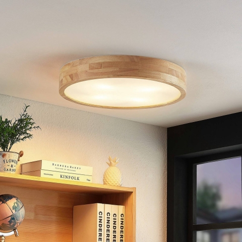Lindby - Tanju Plafondlamp Ø50 Wood/White