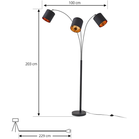 Lindby - Nanika Vloerlamp Black/Gold