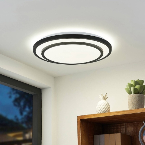 Lindby - Essina LED Plafondlamp Dim. CCT Black/White