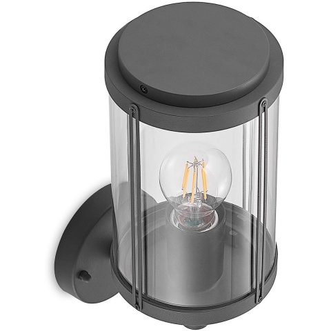 Lindby - Ojali Buiten Wandlamp Dark Grey/Clear