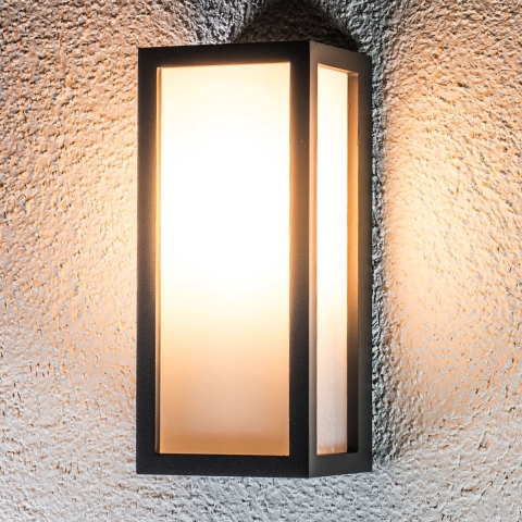 Lucande - Tame Buiten Wandlamp Graphite/Opal