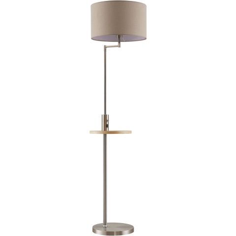 Lindby - Zinia Vloerlamp Nickel/Grey/Wood