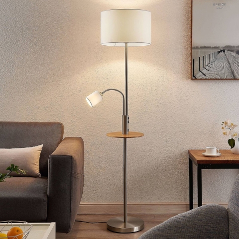 Lindby - Aovan Vloerlamp w/USB Nickel