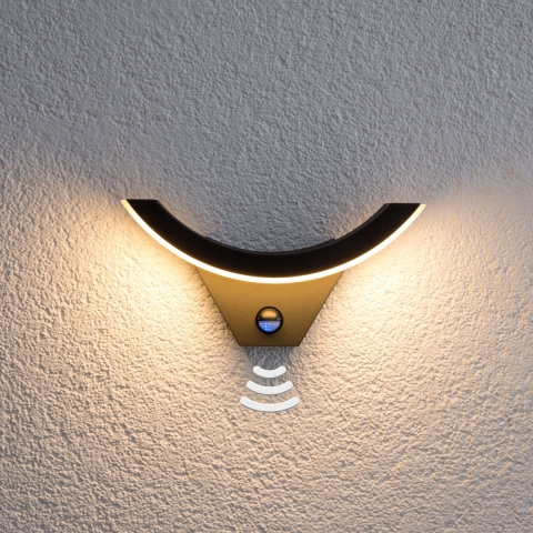 Lucande - Half Buiten Wandlamp w/Sensor Graphite