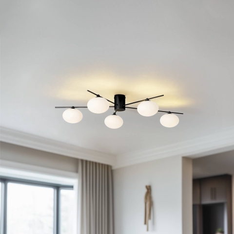 Lindby - Valisa 5 Plafondlamp Zwart