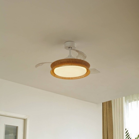 Lucande - Lineta LED Plafondventilator Wit/Bruin