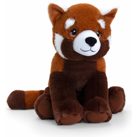 Keel Toys pluche rode Panda knuffeldier - rood/wit - zittend - 30 cm -