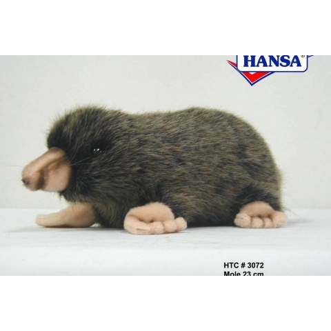 Hansa pluche mol knuffel - 23 cm - zwart - mollen knuffels - luxe kwaliteit -