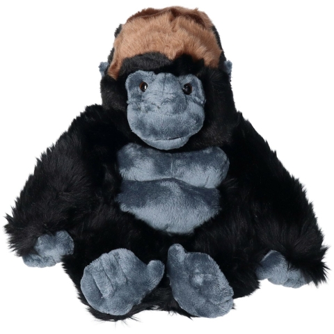 Pluche gorilla knuffel - aap/apen - zwart - 28 cm - speelgoed - knuffeldieren - voor kinderen -