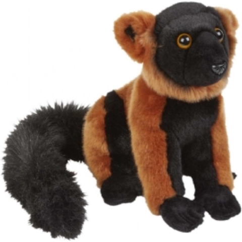 Pluche knuffel Lemur aapje - 28 cm - rood/zwart - Speelgoed apen/aapjes knuffelbeesten -