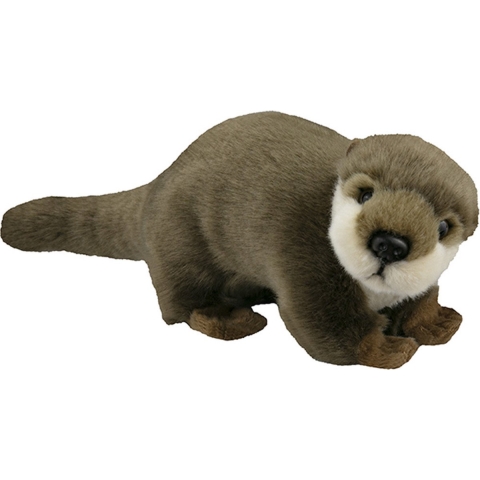 Nature Planet Pluche otter knuffel dier/beest - bruin - 28 cm - Rivier otters knuffels -