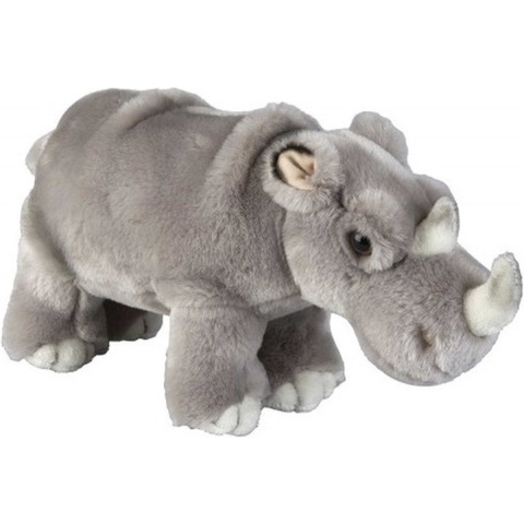 Ravensden Pluche dierenknuffel - neushoorn - 28 cm - wilde dierenknuffels -