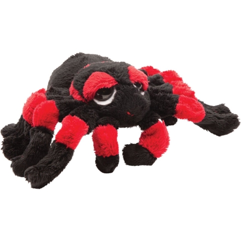 Pluche knuffel spin - tarantula - zwart/rood - 22 cm - speelgoed -