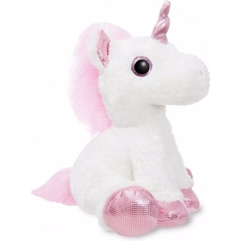 Pluche knuffel Eenhoorn/Unicorn knuffel - wit/roze - 30 cm - Mystieke dieren knuffels -