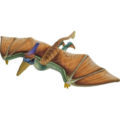 Nature Planet Pterosaurus dino - bruin/groen - 40 cm - pluche dieren knuffels - Dinosauriers -