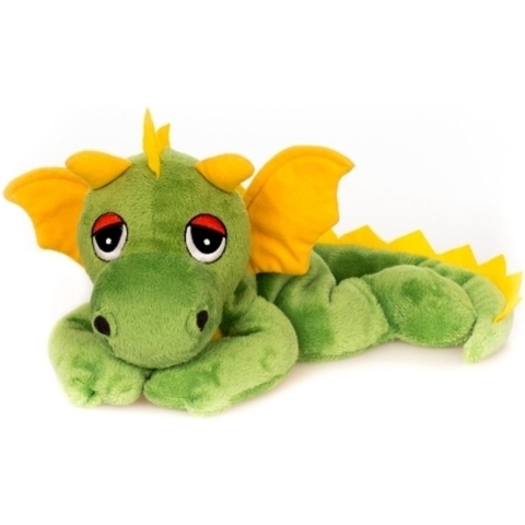 Warmte/magnetron opwarm knuffel - Draak - groen - 33 cm - pittenzak -