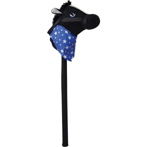 Zwart stokpaardje met geluid 68 cm voor kinderen -
