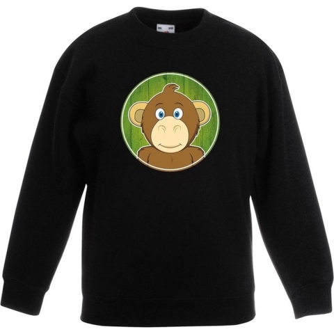 Sweater aap zwart kinderen 7-8 jaar (122/128) -