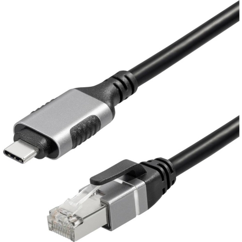 Maxtrack USB-C / RJ45 Netwerk Adapterkabel CAT 6 [1x USB-C stekker - 1x RJ45-stekker] 1.50 m Zwart
