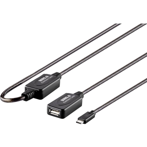 Renkforce USB-kabel USB 2.0 USB-C stekker, USB-A bus 7.50 m Zwart Vergulde steekcontacten RF-4752800