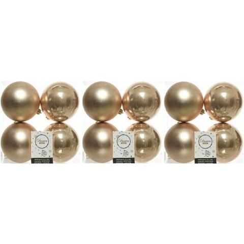 12x Donker parel/champagne kerstballen 10 cm kunststof mat/glans -