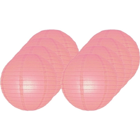 8x Luxe bol lampionnen roze 25 cm -